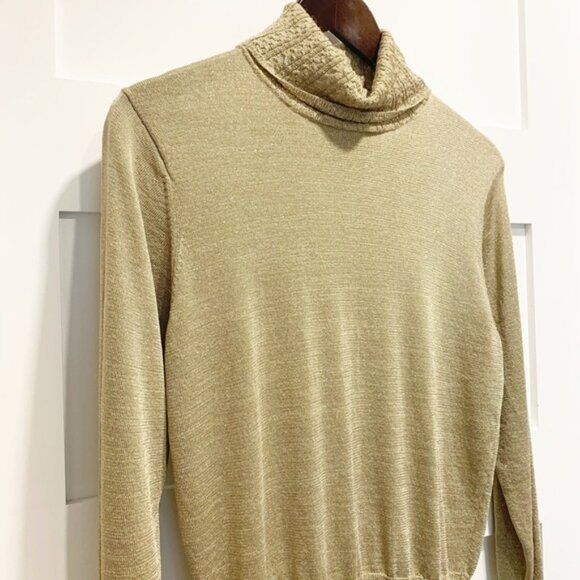 Spanner gold sparkle long sleeve turtleneck sweater - size L - Picture 3 of 10